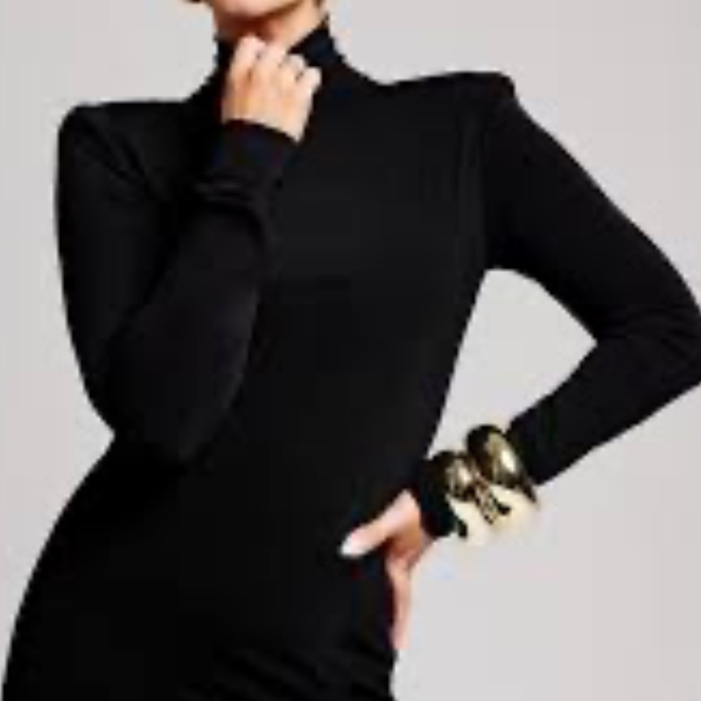 Goen. J Wool Asymmetrical Turtleneck Faux Wrap from Shoulder close at Back